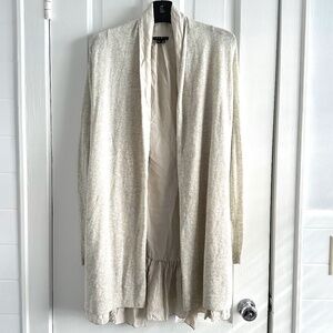 THEORY Open Front Cardigan Cashmere Blend with Silk Lining Light Gray size P/TP